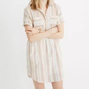 Madewell Popover Courier Shirtdress in Textural Rainbow Stripe